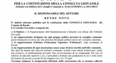 Bando per la costituzione della  Consulta Giovanile