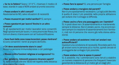 CORONAVIRUS: COSA FARE FINO AL 3 APRILE