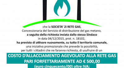 Costo di allacciamento alla rete gas agevolato