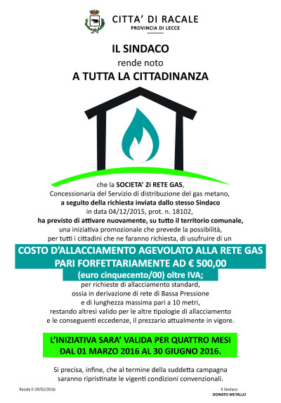 Costo di allacciamento alla rete gas agevolato