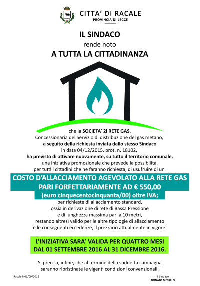 Costo di allacciamento alla rete gas agevolato