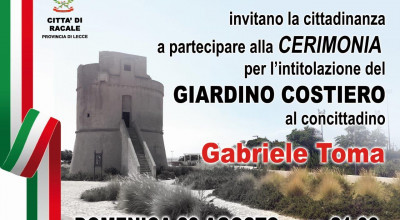 Cerimonia per l'intitolazione del Giardino Costiero al concittadino Gabriele ...