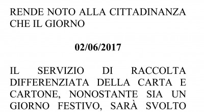 AVVISO ALLA CITTADINANZA