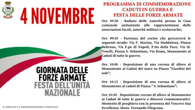 4 Novembre 2022: Festa delle Forze Armate e dell’Unità d’I...