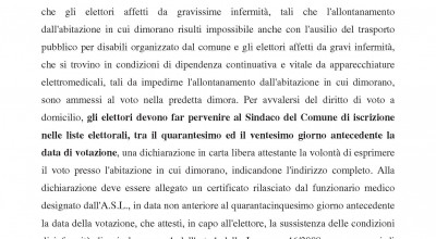 Esercizio del voto a domicilio per elettori affetti da infermità che r...