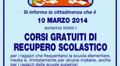 CORSI GRATUITI DI RECUPERO SCOLASTICO