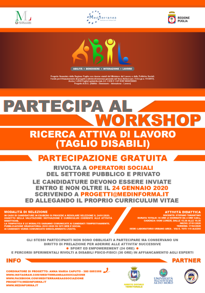 PROGETTO ABIL: WORKSHOP RICERCA ATTIVA DI LAVORO TAGLIO - DISABILI