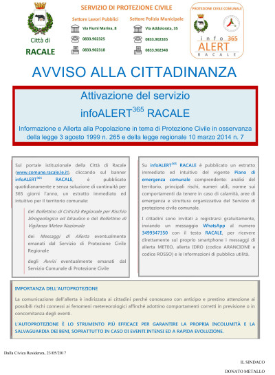 AVVISO ALLA CITTADINANZA