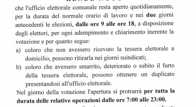 Manifesto apertura Ufficio Elettorale