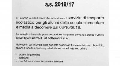 Trasporto Scolastico Comunale a.s. 2016/17