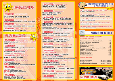 Programma Manifestazioni Estive 2014