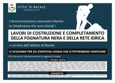 Inizio Lavori Completamento Rete Fognaria ed Acquedotto