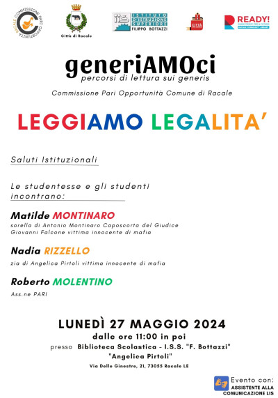 generiAMOci - percorsi di lettura sui generis.C.P.O. Comune di Racale - LEGGI...
